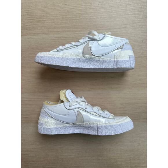Nike x Sacai Blazer Low White Patent Size 7.5M - LIKE NEW - Picture 2 of 6